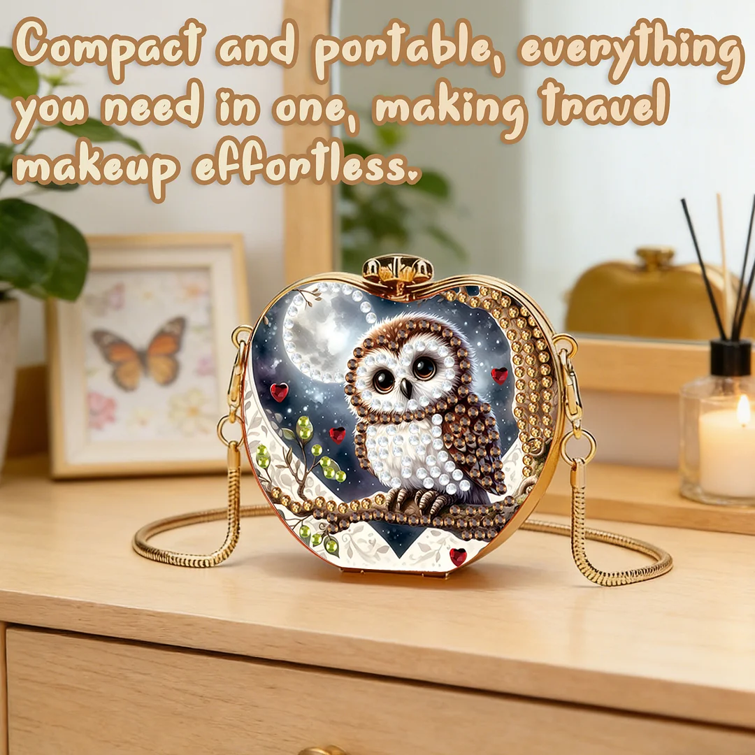 Owl DIY Acrylic Love Diamond Art Painting Card Case Wallet with Chain Small Diamond Painting Crossbody Bag for Adults Women Girls Gift
