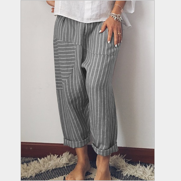Casual simple striped pants