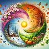 Diamond Painting-DIY Round Drill 4 Seasons Scenery(40*40CM)