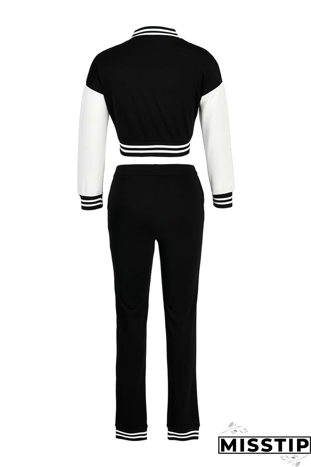 Coffee Fashion Casual Patchwork Letter Long Sleeve Two Pieces