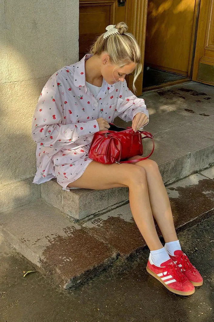 Pink Shirt Lace Trim Shorts Two Piece Set