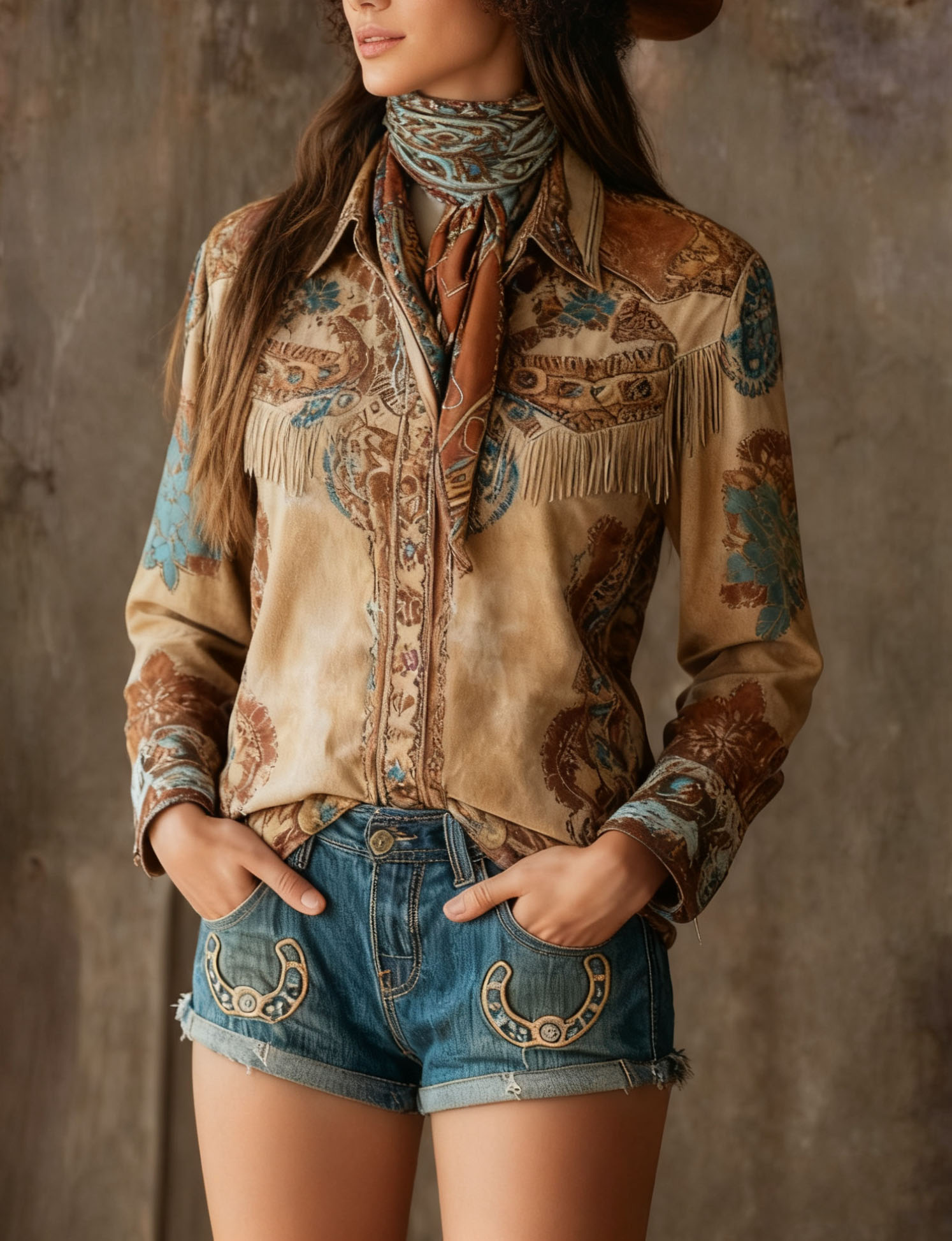 Women's Western Aztec Print Shirt-1017