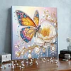 Framed Diamond Painting - Special Shaped - Butterfly and White Flower (25x25cm)