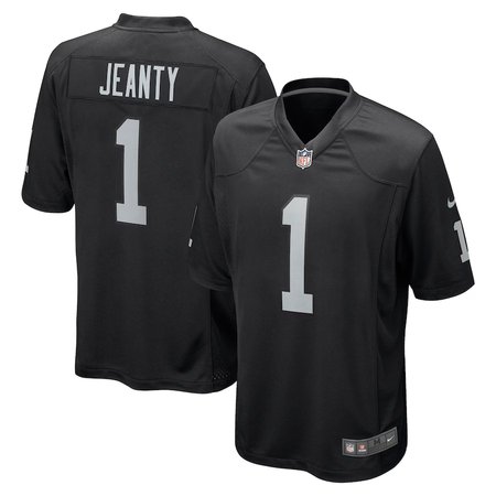 Youth Las Vegas Raiders #1 Ashton Jeanty  Black 2025 NFL Draft First Round Pick Game Jersey