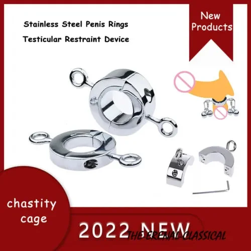 pornhint Pornhint Stainless Steel Steel Ball Stretcher Restraint Ring Delay Ejaculation Sex Toy