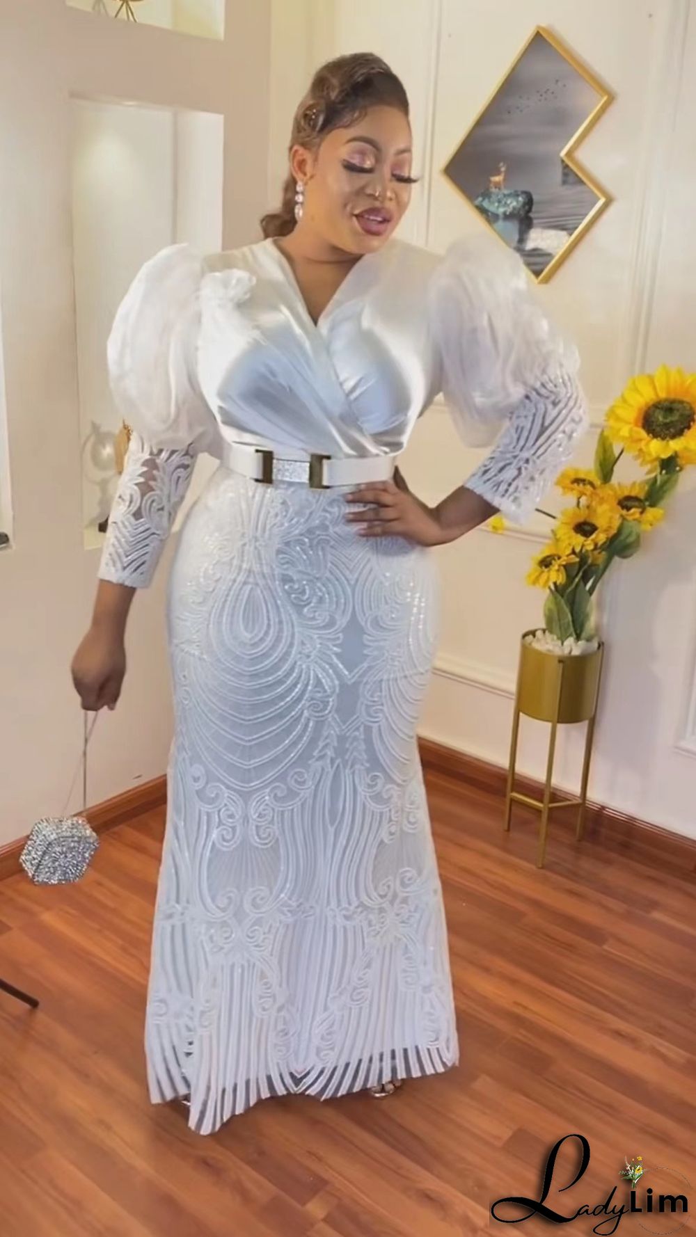 African Women's Lace Party Evening Dress Elegant Long Party Dress