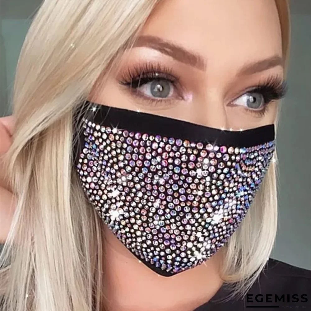 Black Silver Fashion Casual Patchwork Hot Drill Mask | EGEMISS