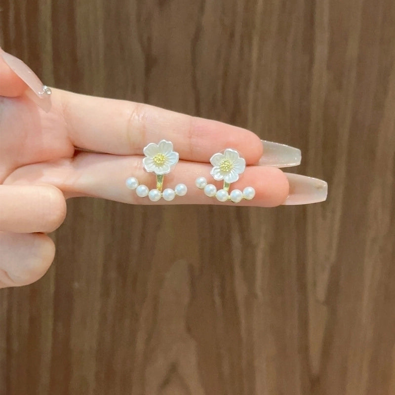 3 Pieces Sweet Heart Shape Rose Flower Inlay Imitation Pearl Alloy Rhinestones Earrings