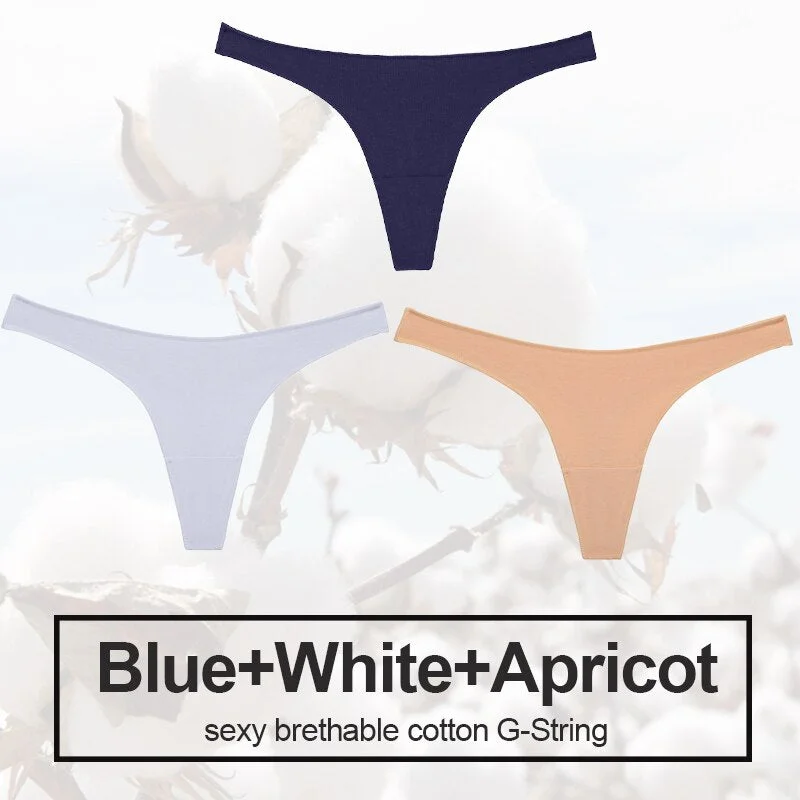 3PCS/Set Sexy Thong Women Panties Cotton Underwear Briefs Women G-String Female Underpants Lingerie Pantys Girls Femme Panties