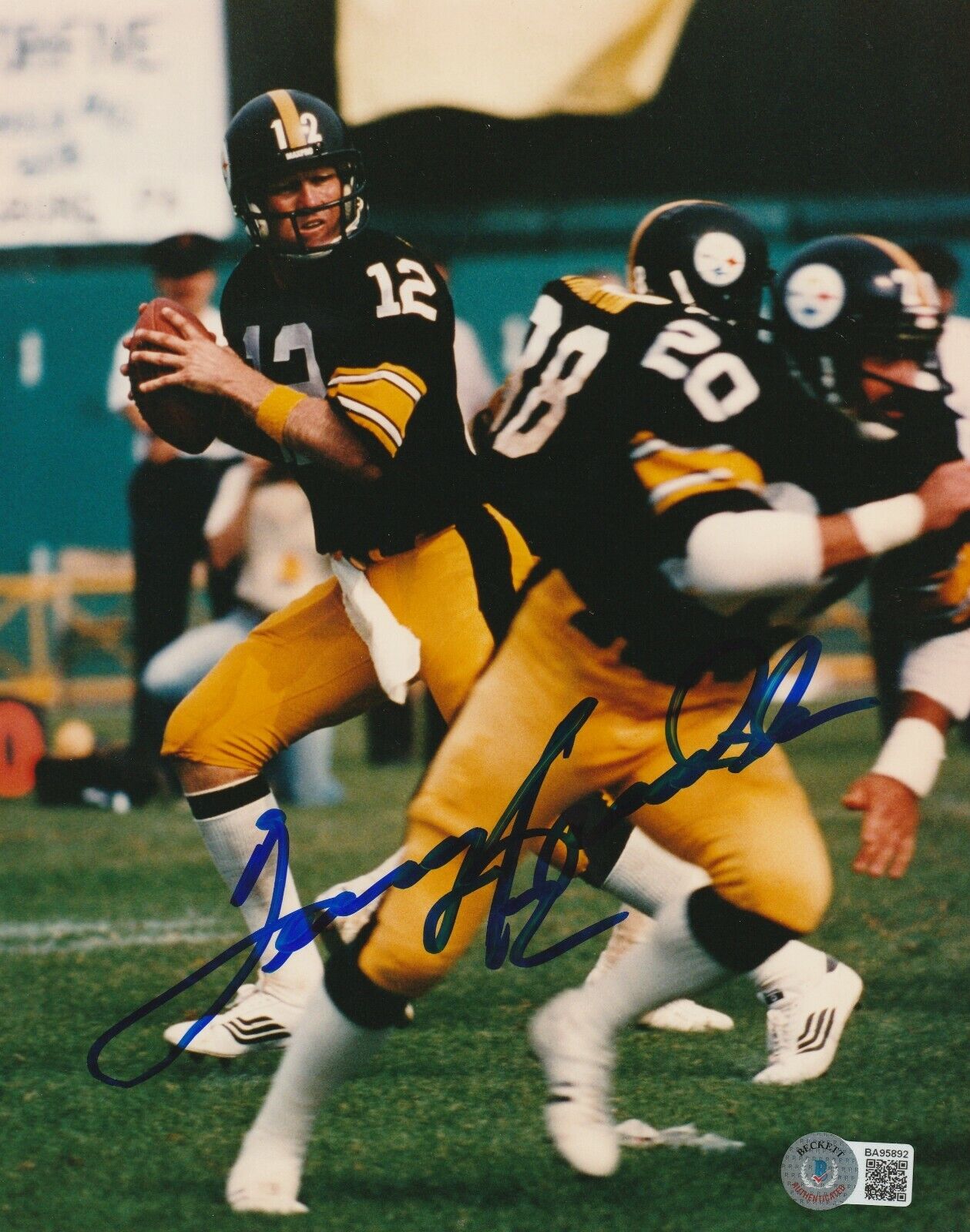 TERRY BRADSHAW Signed Pittsburgh STEELERS 8x10 Photo Poster painting with Beckett COA (BAS)