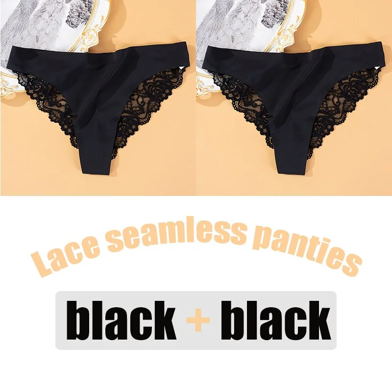 2PCS/Set Lace Panties Seamless Women's Underwear Soft Sexy Lingerie Intimate Hollow Out Underpants Comfortable Female Underwear