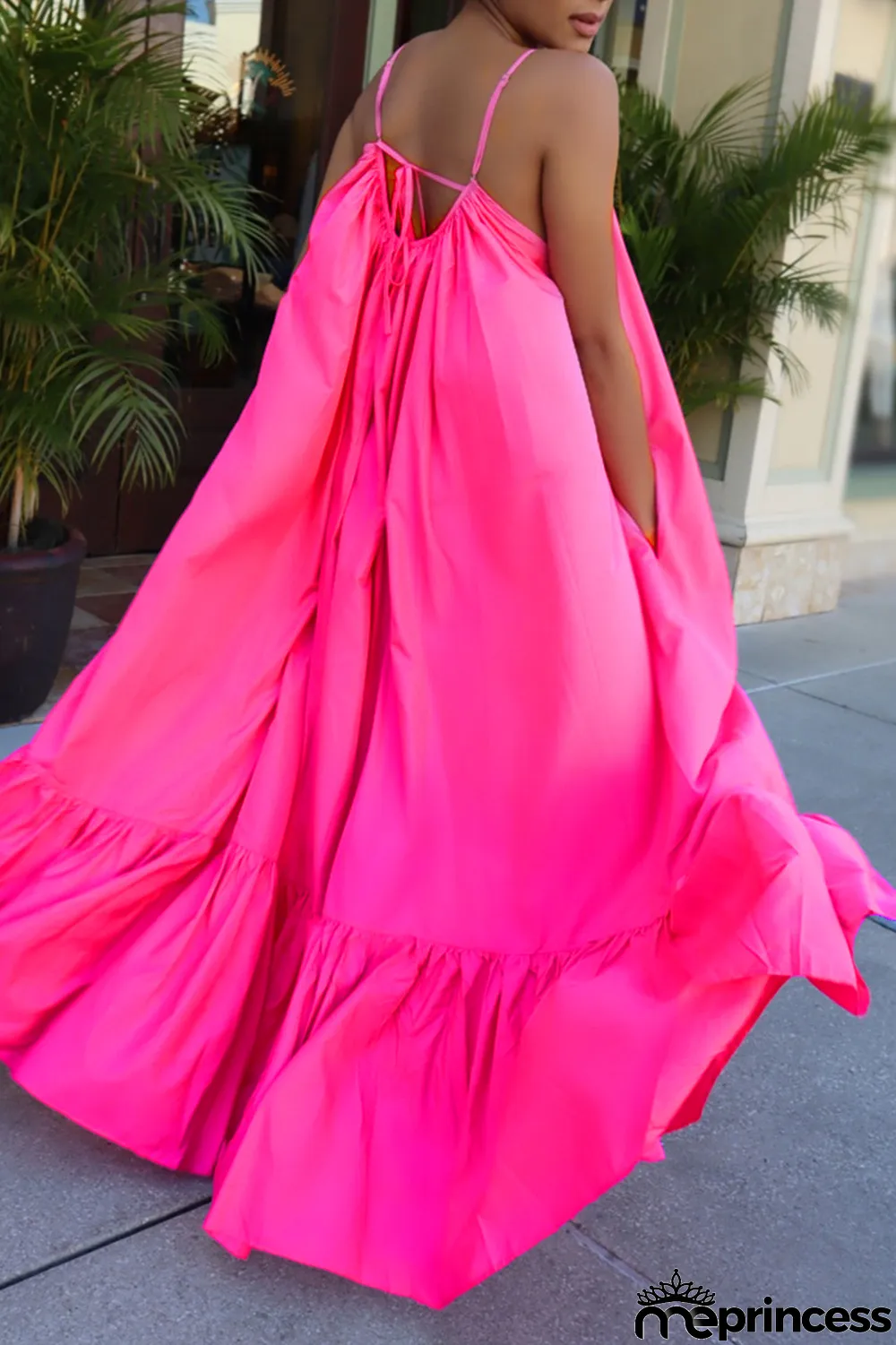 Light Purple Sexy Casual Solid Backless Spaghetti Strap Loose Sling Dress