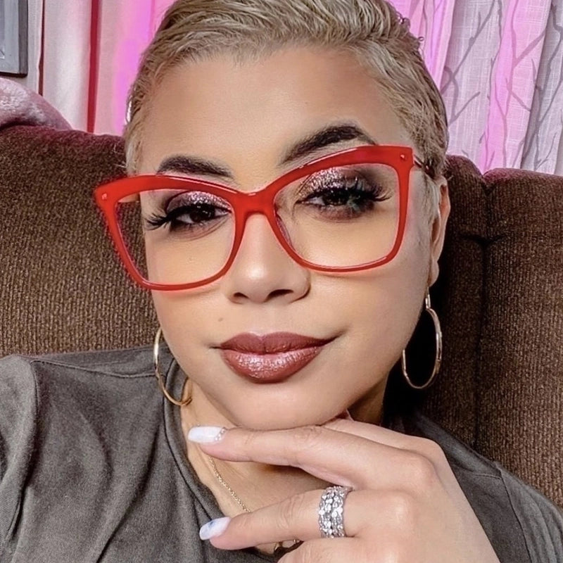 Cross-border Cat Eye Mi Nail Glasses Frame 2023 New Anti-blue Light Fashion Plain Glasses Women’s Ins Trendy Large Frame Glasses