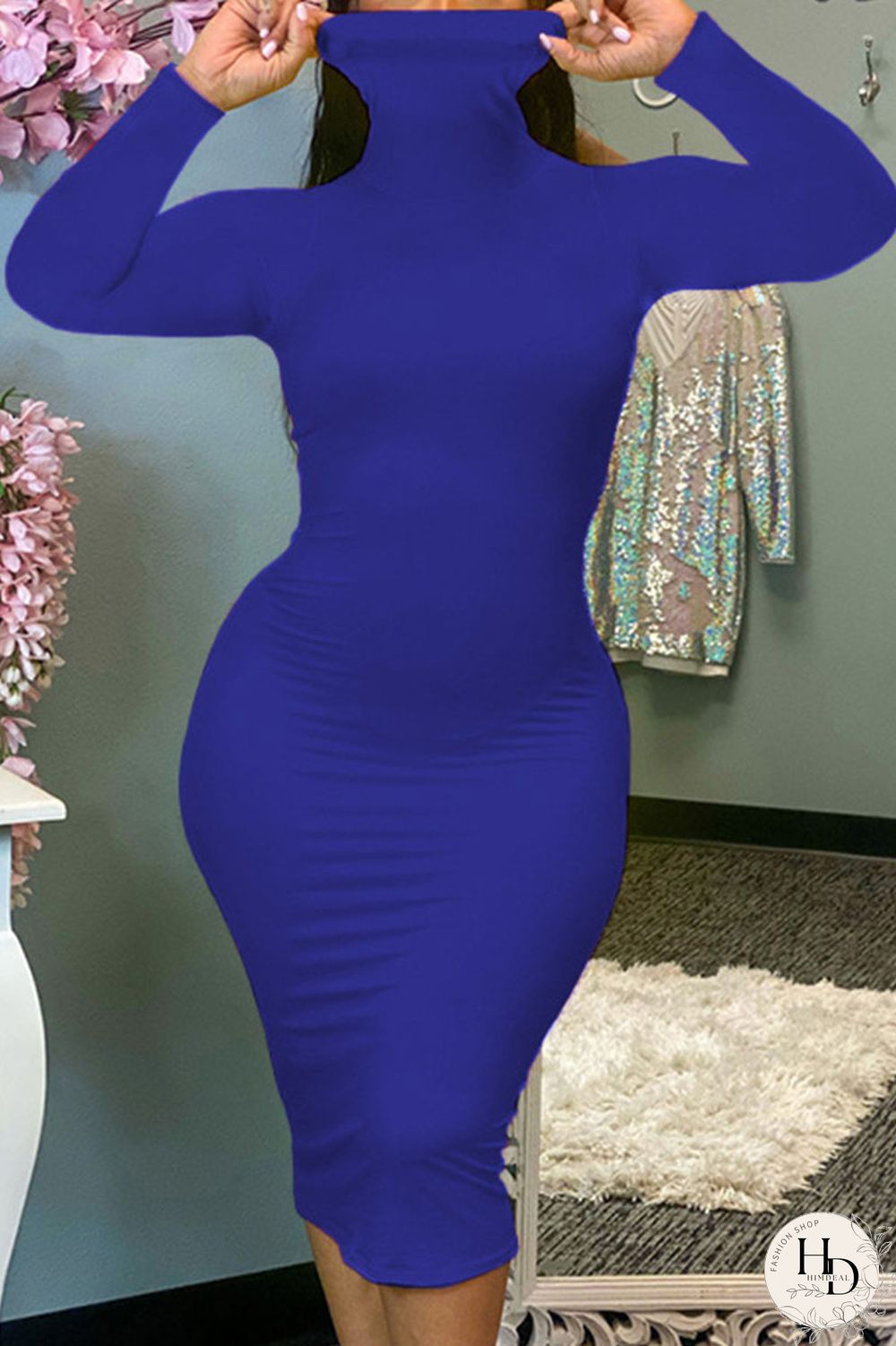 Red Sexy Solid Patchwork O Neck Pencil Skirt Dresses