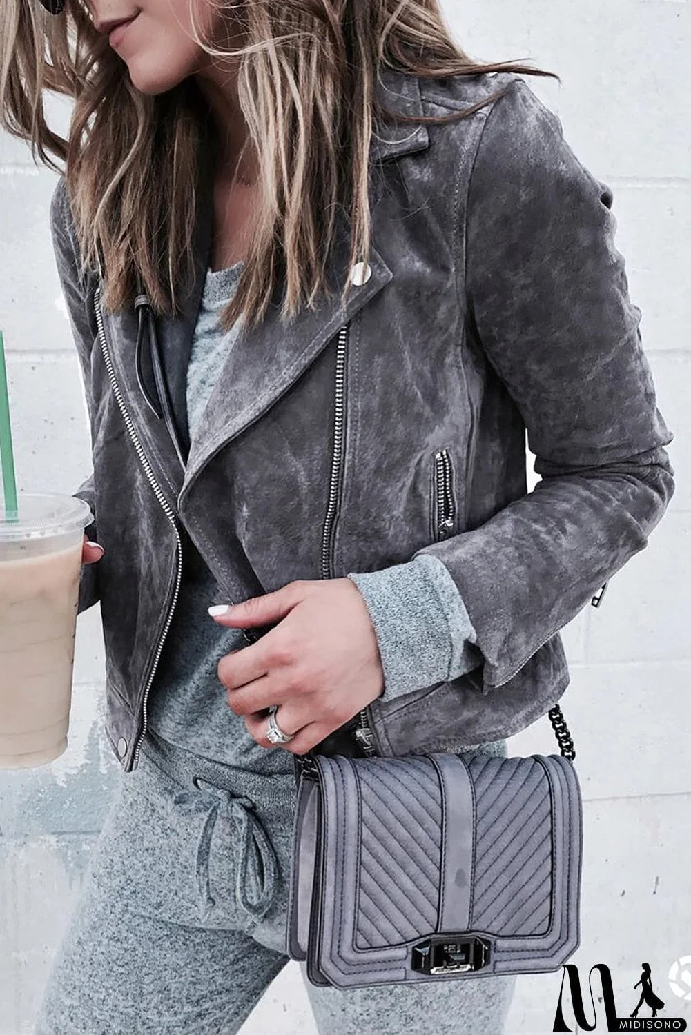 MidiSono - Suede Moto Jacket