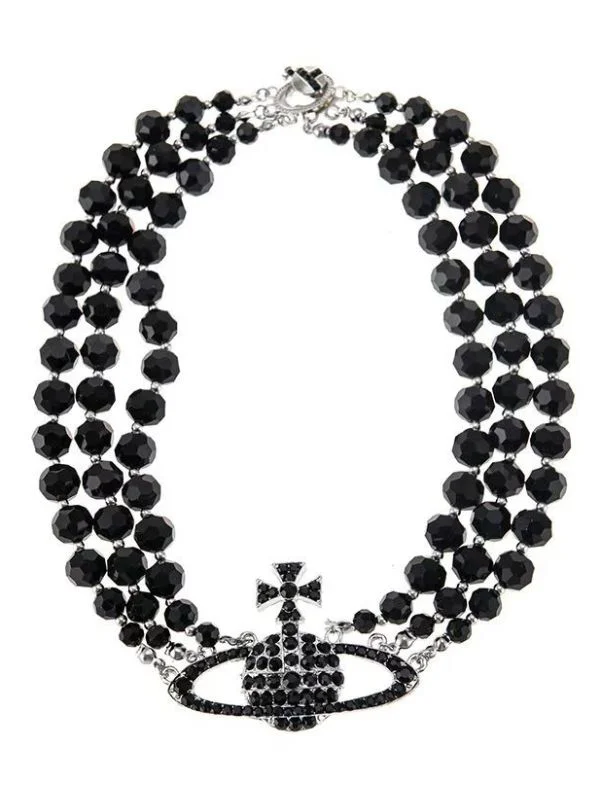 Vintage Saturn Diamonds Pearl Necklace