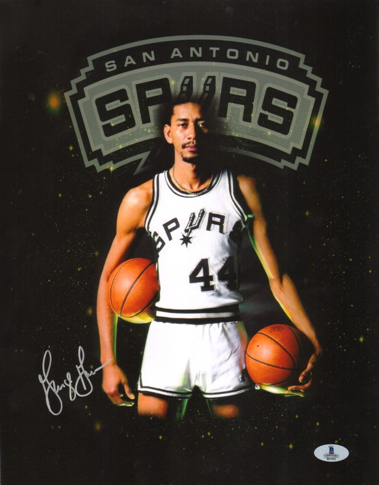 George Gervin Signed Spurs Basketball 11x14 Photo Poster painting BAS COA HOF Picture Autograph