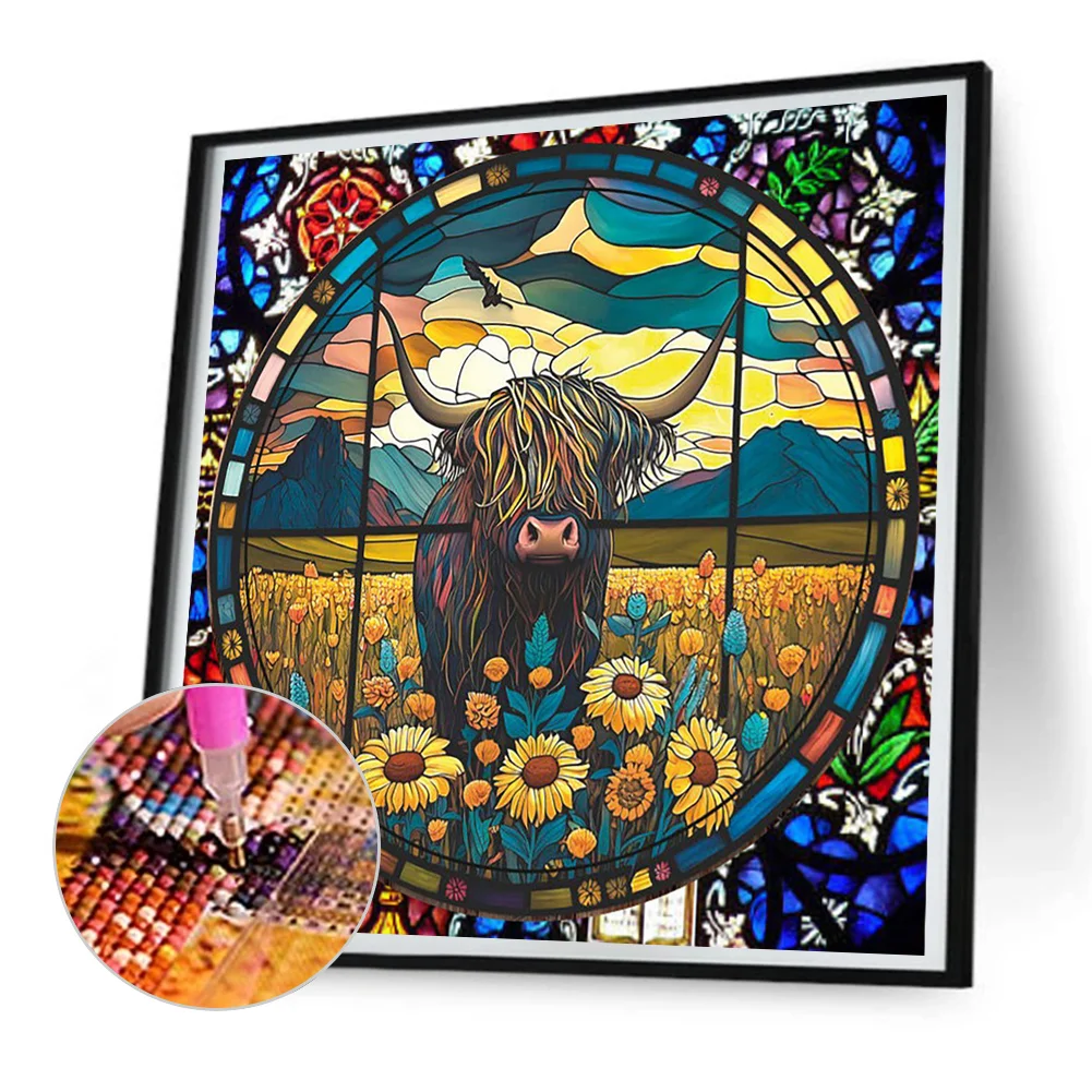 Diamond Painting - Full Round Drill - Stained Glass Yak(30*30cm)