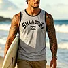Men's Blue Billabong Tank Top, 100% Cotton Racerback Vest with White Trim for Beach & Surf Lifestyle by Inlyline