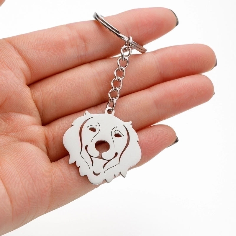Japanese Style Sweet Artistic Animal Dog Stainless Steel Polishing Bag Pendant Keychain