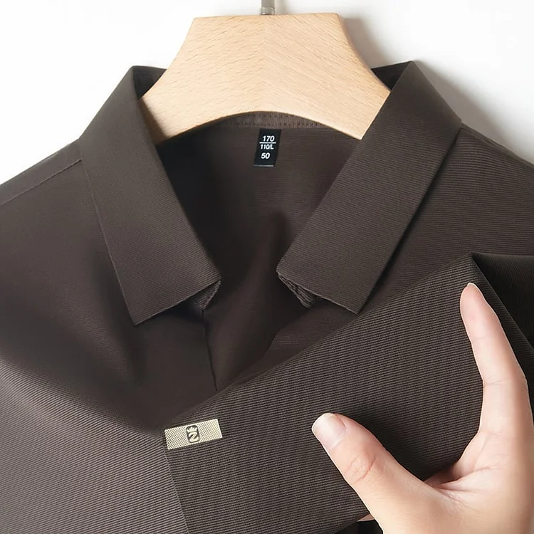 Men's Casual Breathable Wrinkle-Free V-neck Polo Shirt 
