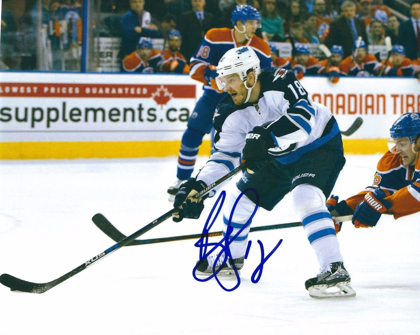 Signed 8x10 BRYAN LITTLE Winnipeg Jets Photo Poster painting - COA