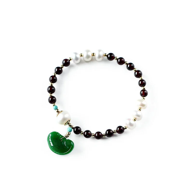 Pearl Garnet Charm Bracelet