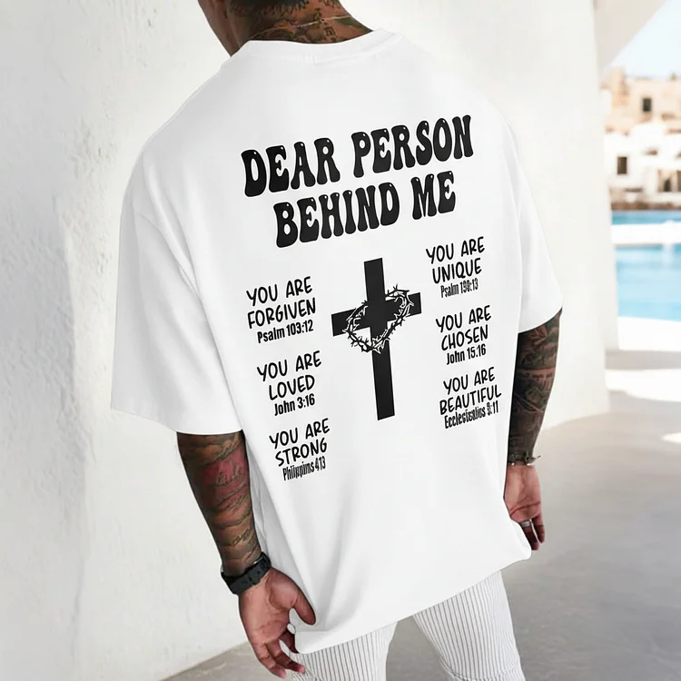 Casual Versatile Simple English Slogan & Cross Print Short Sleeve T-Shirt