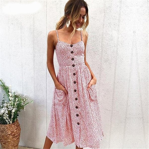 Strap V Neck Summer Dress Women Sunflower Print Backless Party Dress Casual Vestidos High Wasit Midi Female Beach Dresses - Shop Trendy Women's Clothing | LoverChic