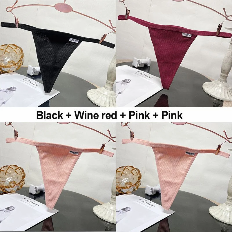4PCS/Set Sexy G-String Women's Panties Cotton Underwear Lingerie for Female Underpants T-Back Panties Briefs Thong Intimates