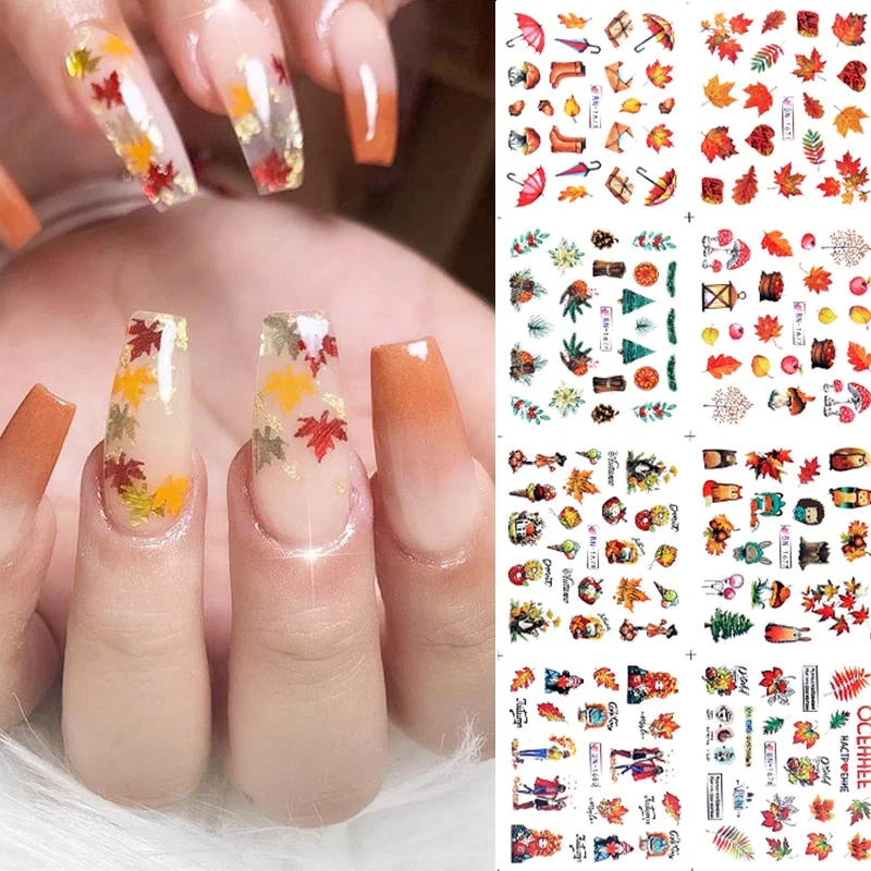 12Pcs Leopard Water Decals Sticker Hollow Floral Flower Leaves Geometry Water Transfer Watermark Foil Slider Decoration