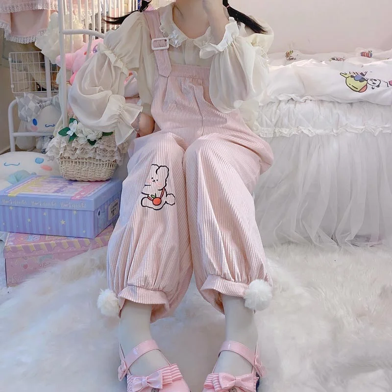 Kawaii Pink Bunny Overalls ON224