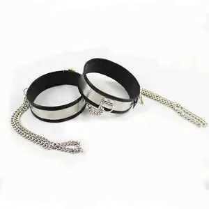 pornhint Pornhint Stainless Steel  Female/Male Lockable Device Thigh Leg Cuffs Chain Chastity Belt