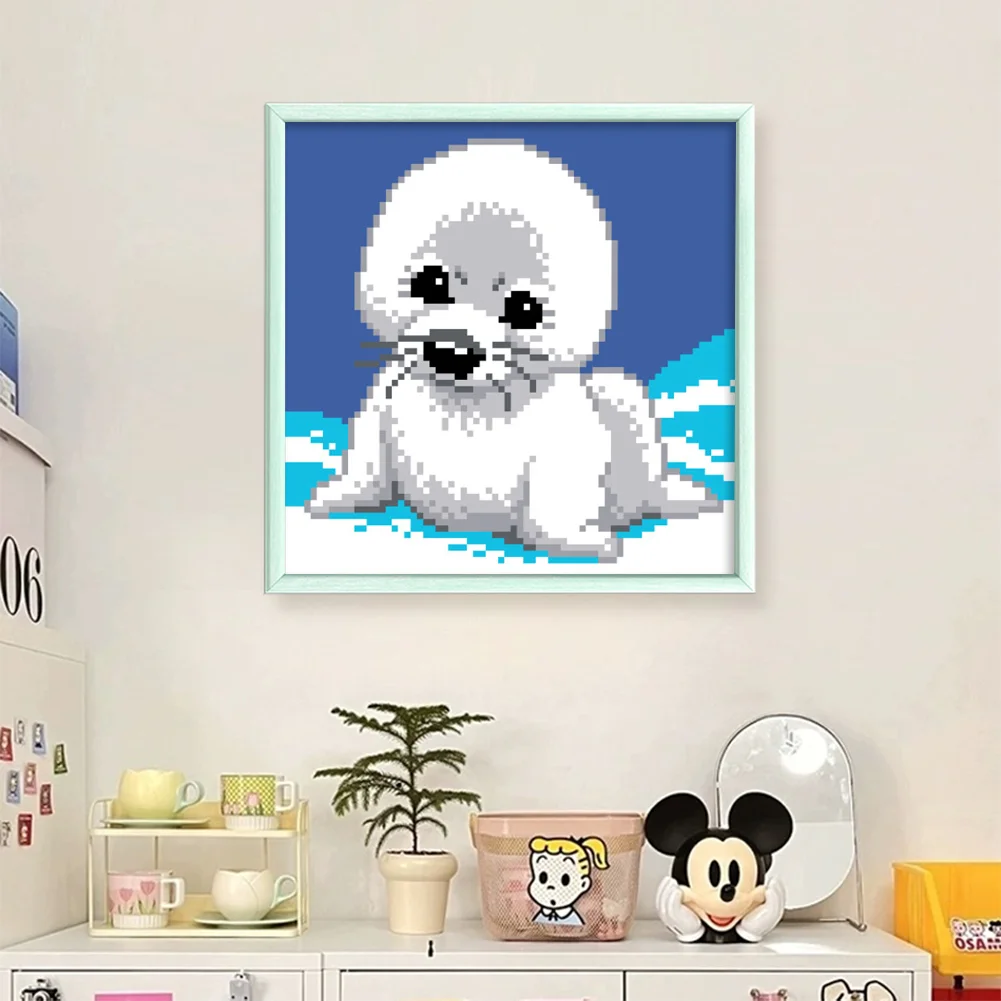 9CT Full Stamped Cross Stitch Bead Embroidery - Seal(Canvas|20*20CM)