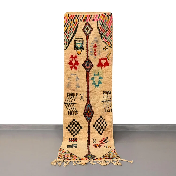 Moroccan Vintage Runner Rug 2.3 x 8.3 feet / 71 x 253 cm