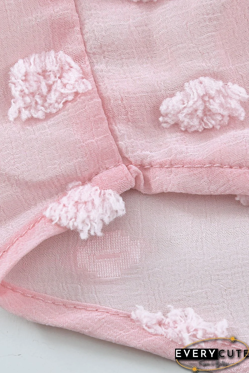 Pink Swiss Dot Buttoned Pocket Long Sleeve Shirt