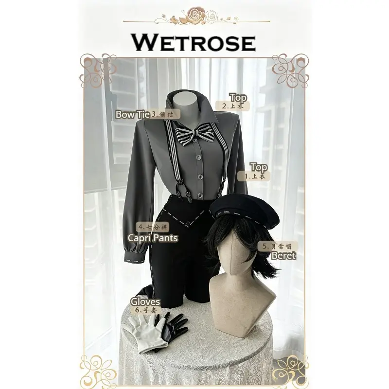 [Wetrose] Pre-Order Identity V Cl&eacute;o Decroux Mime Artist Game Outfit Cosplay Costume 