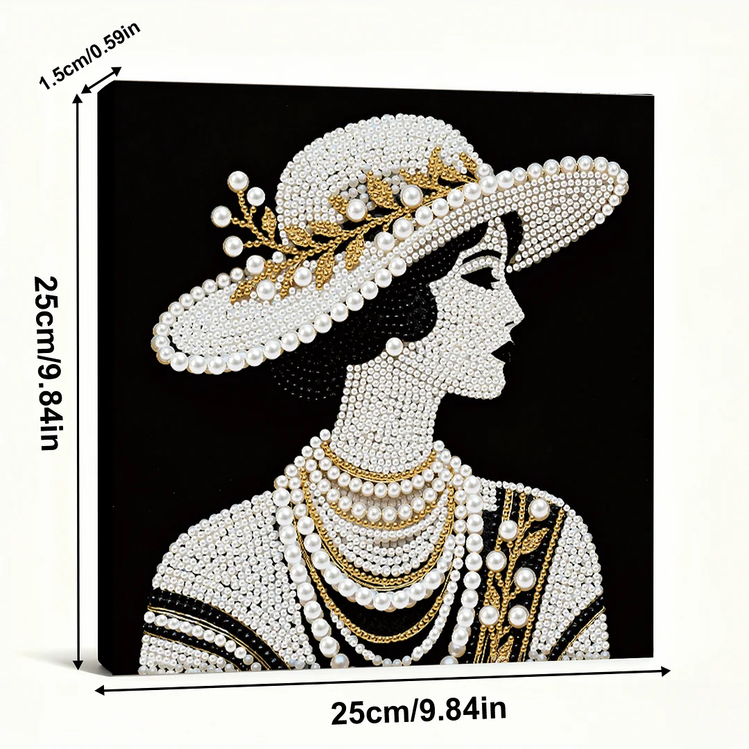 Lady DIY Pearl Art Diamond Painting Kit for Adults Home Decor 25x25cm With Frame