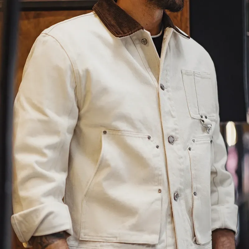 Men's Cotton Corduroy Collar Workwear Jacket