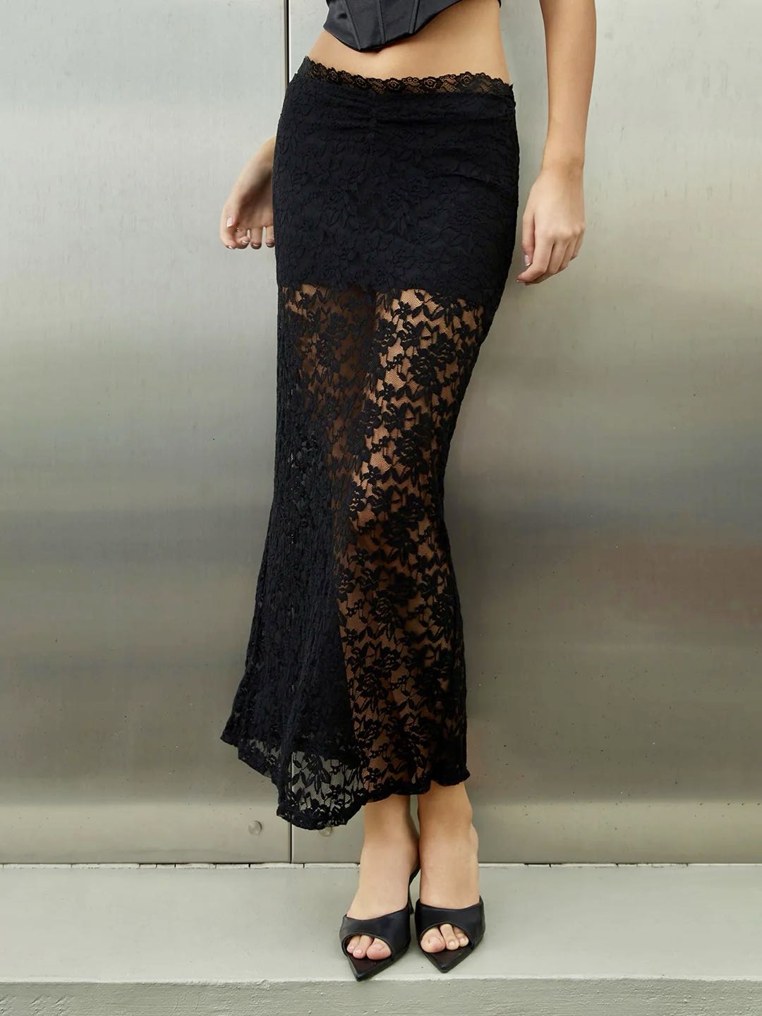 OLCooL Double Layer Lace Maxi Skirt olcool