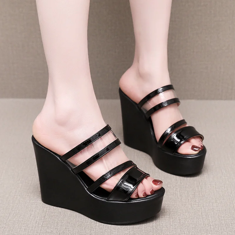 Breakj Breakj Plop And Ultra-High Heel Waterproof Table Pine Cake Thick Bottom Fish Mouth Sandals Night Shop Sexy Transparent With Fashion Slippers Woman