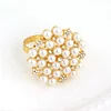 Pearl Rhinestone Flower Golden Catering Napkin Ring