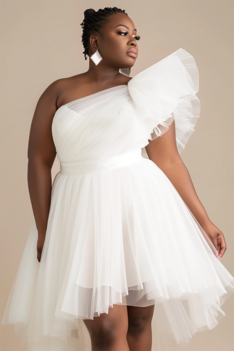 Xpluswear Plus Size Black Party Off The Shoulder Irregular Tulle