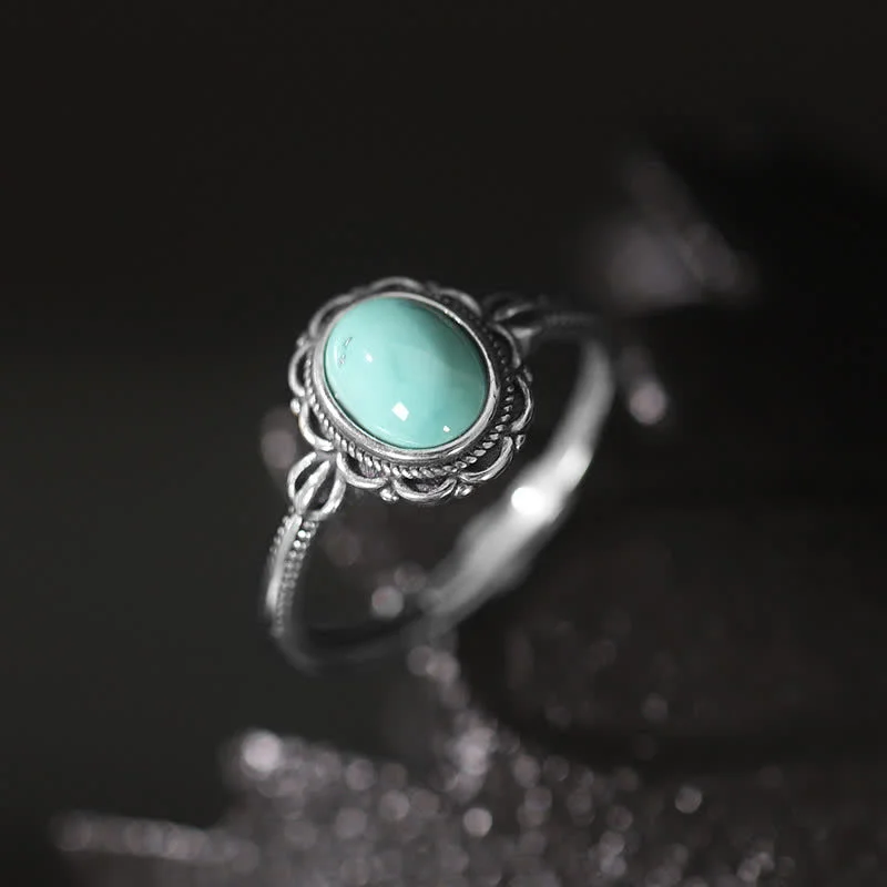 Tibetan Turquoise Red Agate 925 Sterling Silver Protection Ring