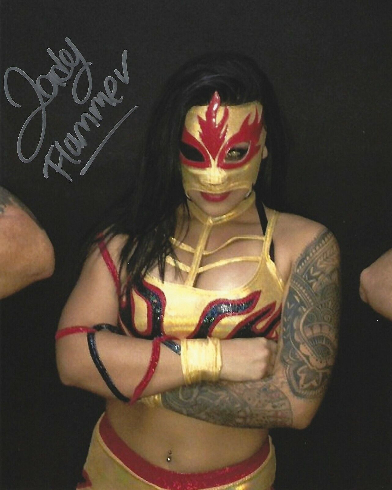 Lady Flammer Signed 8x10 Photo Poster painting LLF The Crash AAA Lucha Libre Picture Autograph 5