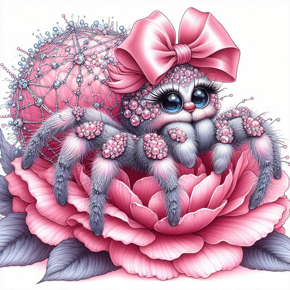 Pink Spider 30*30cm(canvas) full round drill diamond painting