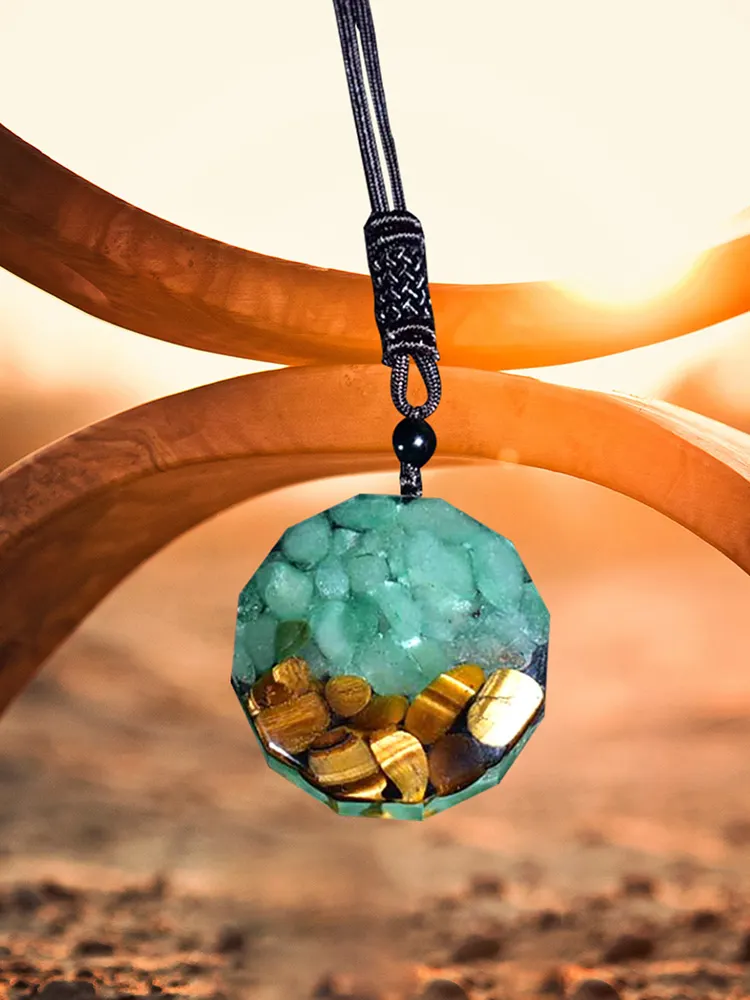 Orgone Pendant Tiger Eye Aventurine Orgonite Necklace Energy Crystal Stone