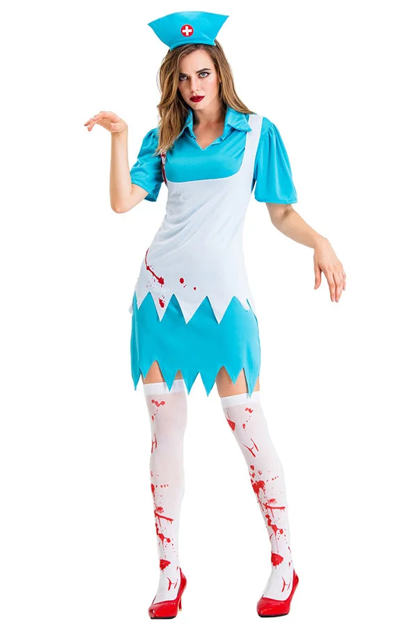 Halloween Zombie Bloody Nurse Womens Costume-elleschic