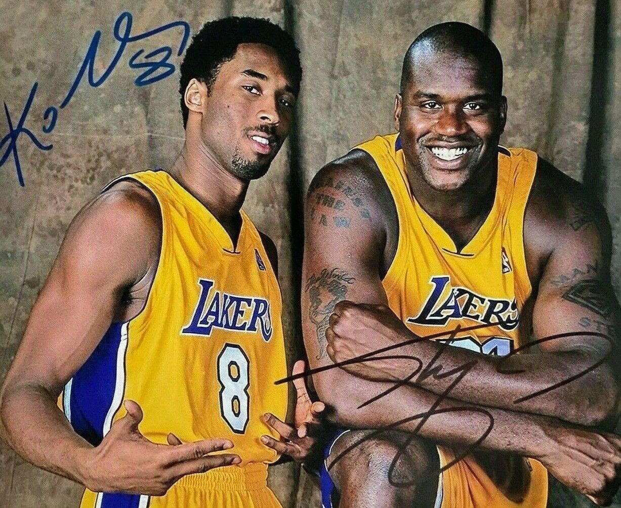 Shaquille O'Neil Kobe Bryant LA Lakers Beautiful 8 x 10 Signed Reprint Photo Poster painting!