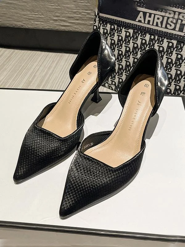 Fashion side-side sexy high-heeled solid color pointed toe shoes